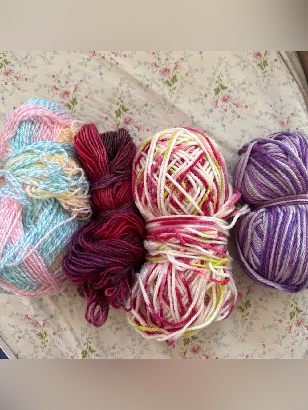 multicolored acrylic yarn bundle